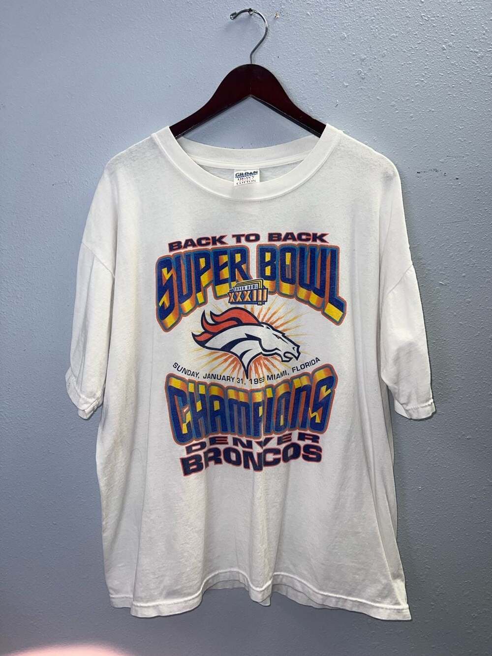 Vintage 1999 Denver Broncos Back 2 Super Bowl XXXIII Champions T-Shirt XL 0639